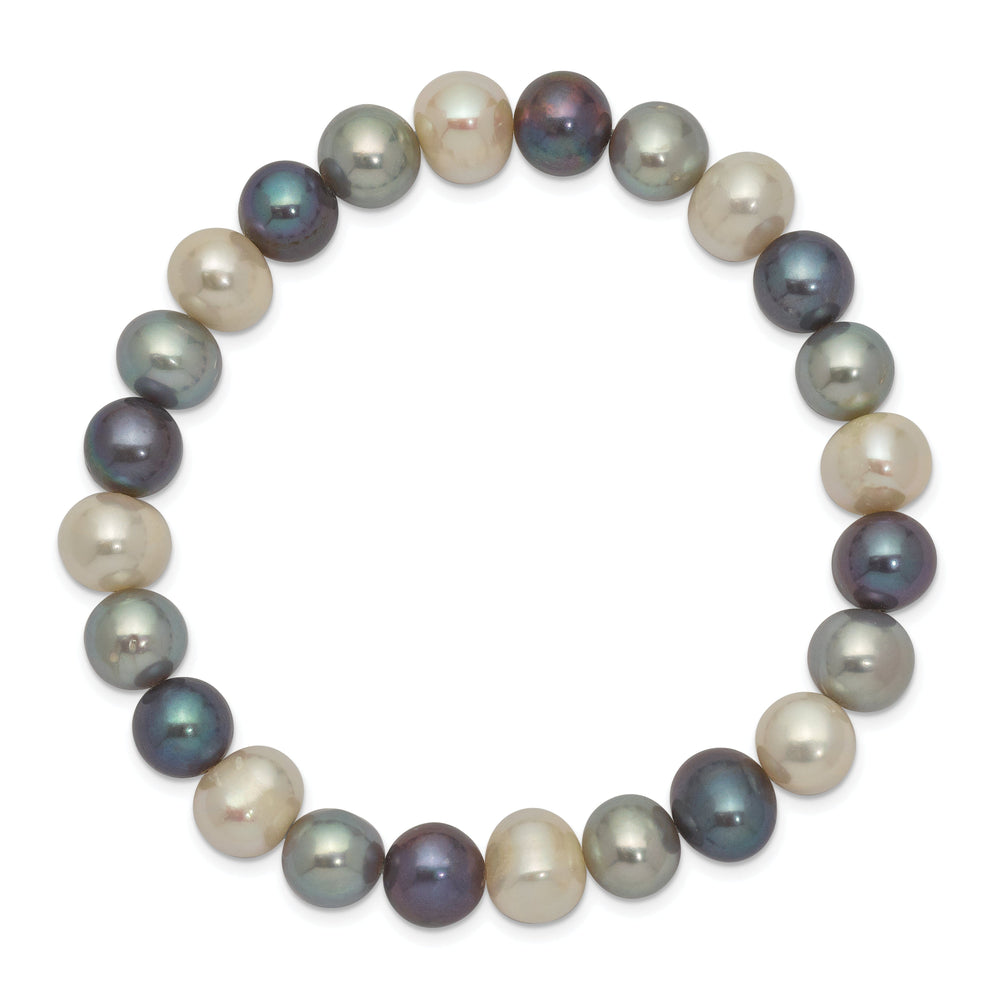 Fresh Water White Platinum Black Pearl Bracelet