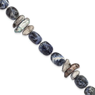 Silver Sodalite Grey Fresh Water Pearl Bracelet at $ 49.46 only from Jewelryshopping.com