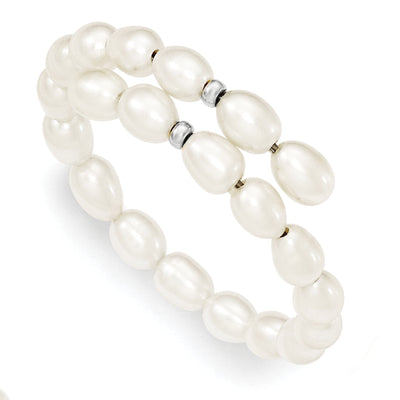 Silver Fresh Water Rice Pearl Flexible Bracelet at $ 42.4 only from Jewelryshopping.com