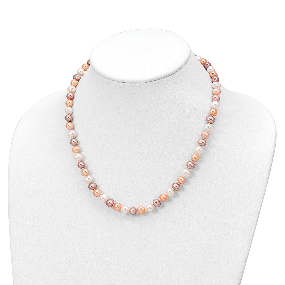 White Pink Pearl Necklace Bracelet Earring Set