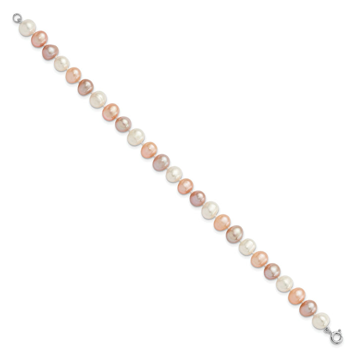 White Pink Pearl Necklace Bracelet Earring Set