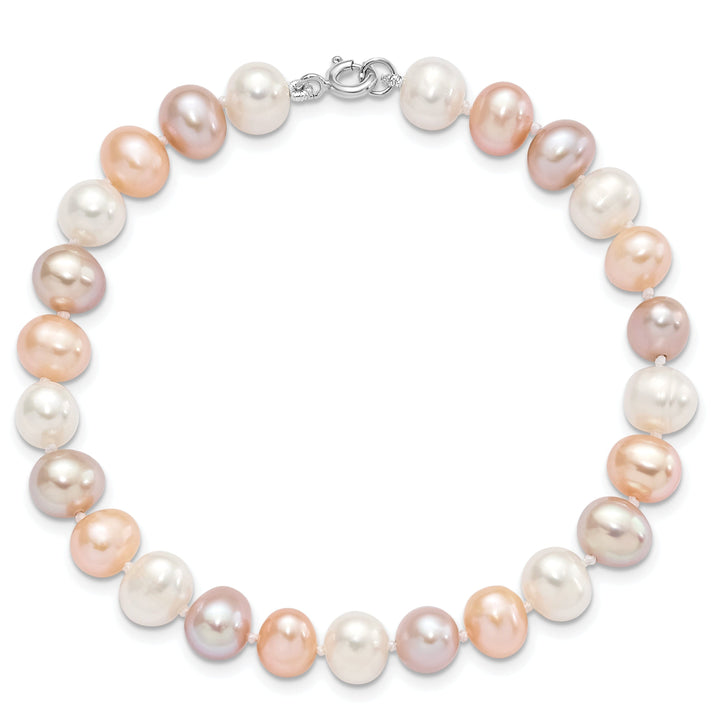 White Pink Pearl Necklace Bracelet Earring Set