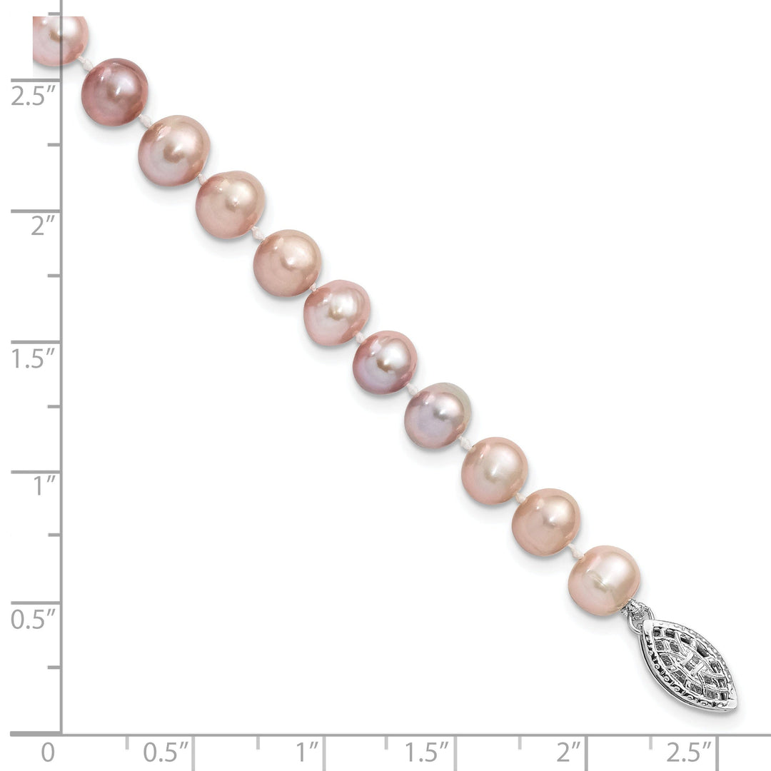 Silver 6-7mm Purple Fresh Water Pearl Bracelet