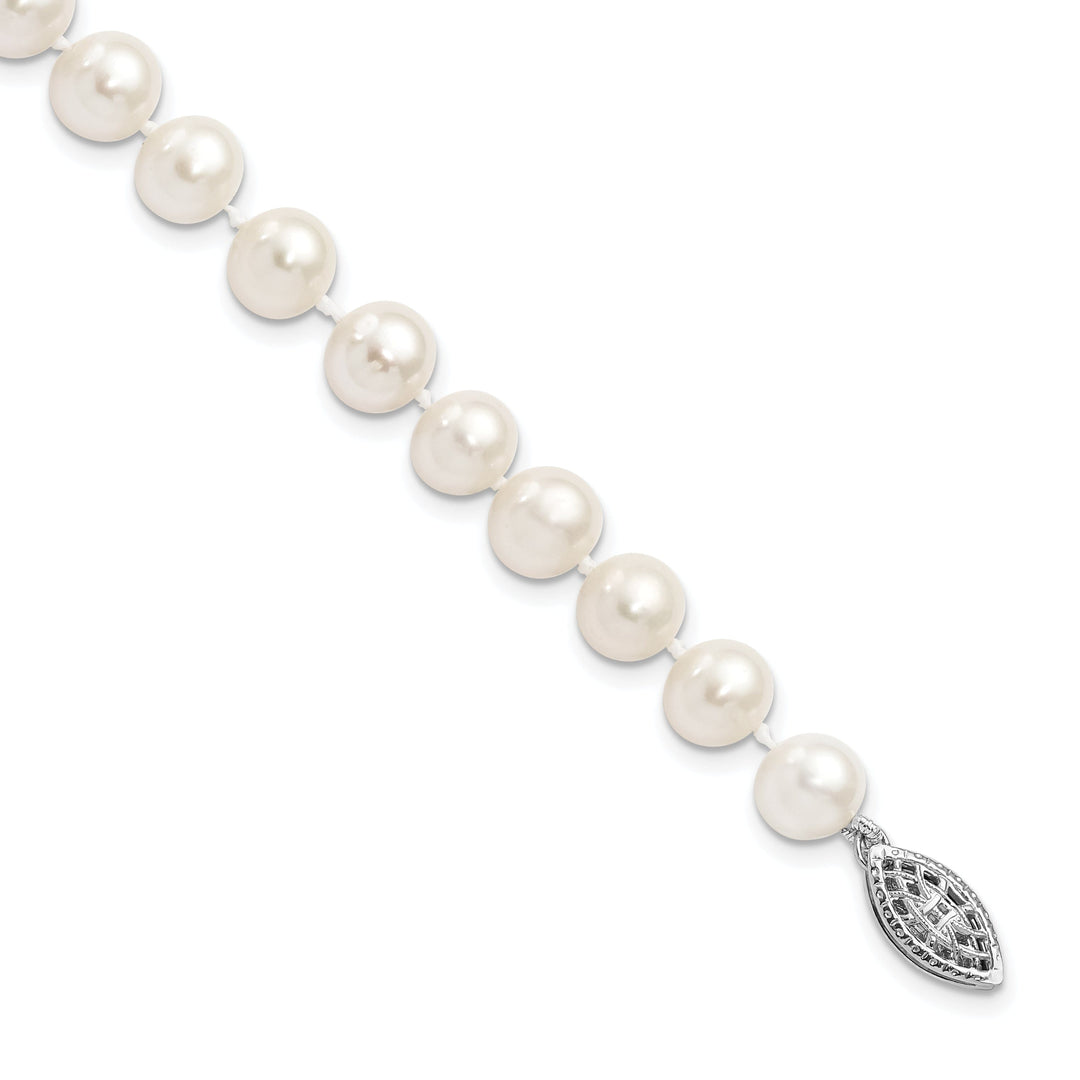 Silver White Freshwater Cultured Pearl Bracelet