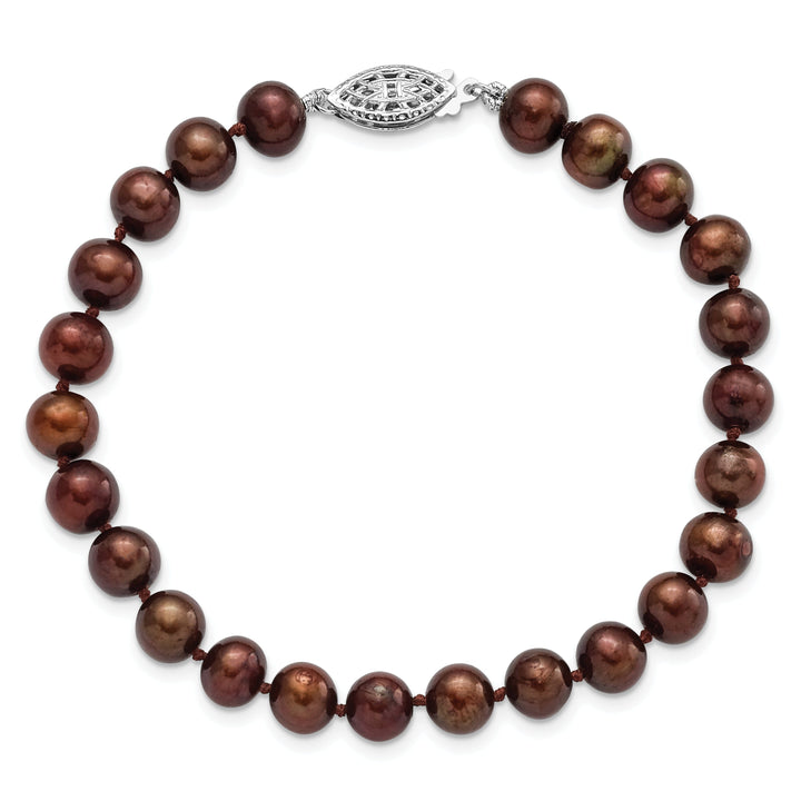 Silver Brown Fresh Water Pearl Bracelet