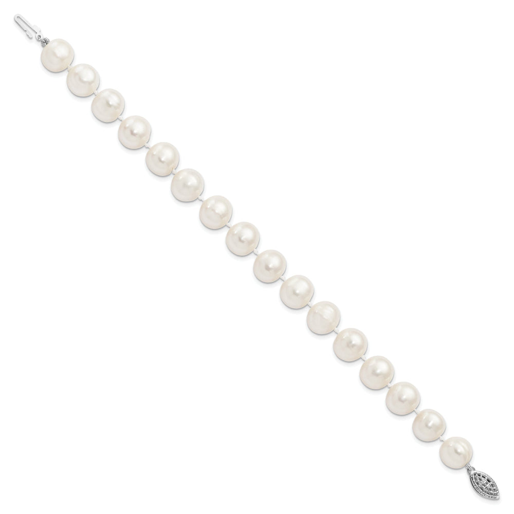 Silver White Freshwater Cultured Pearl Bracelet