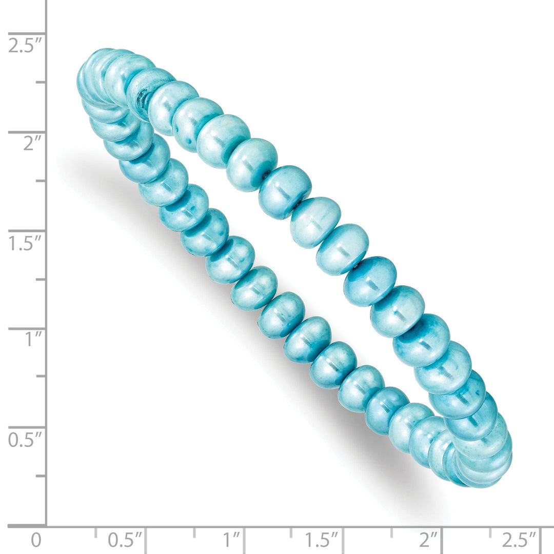 Fresh Water 6-7mm Teal Pearl Stretch Bracelet