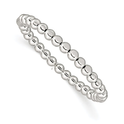 Silver Polished Finish Bead Stretch Bracelet at $ 44.46 only from Jewelryshopping.com
