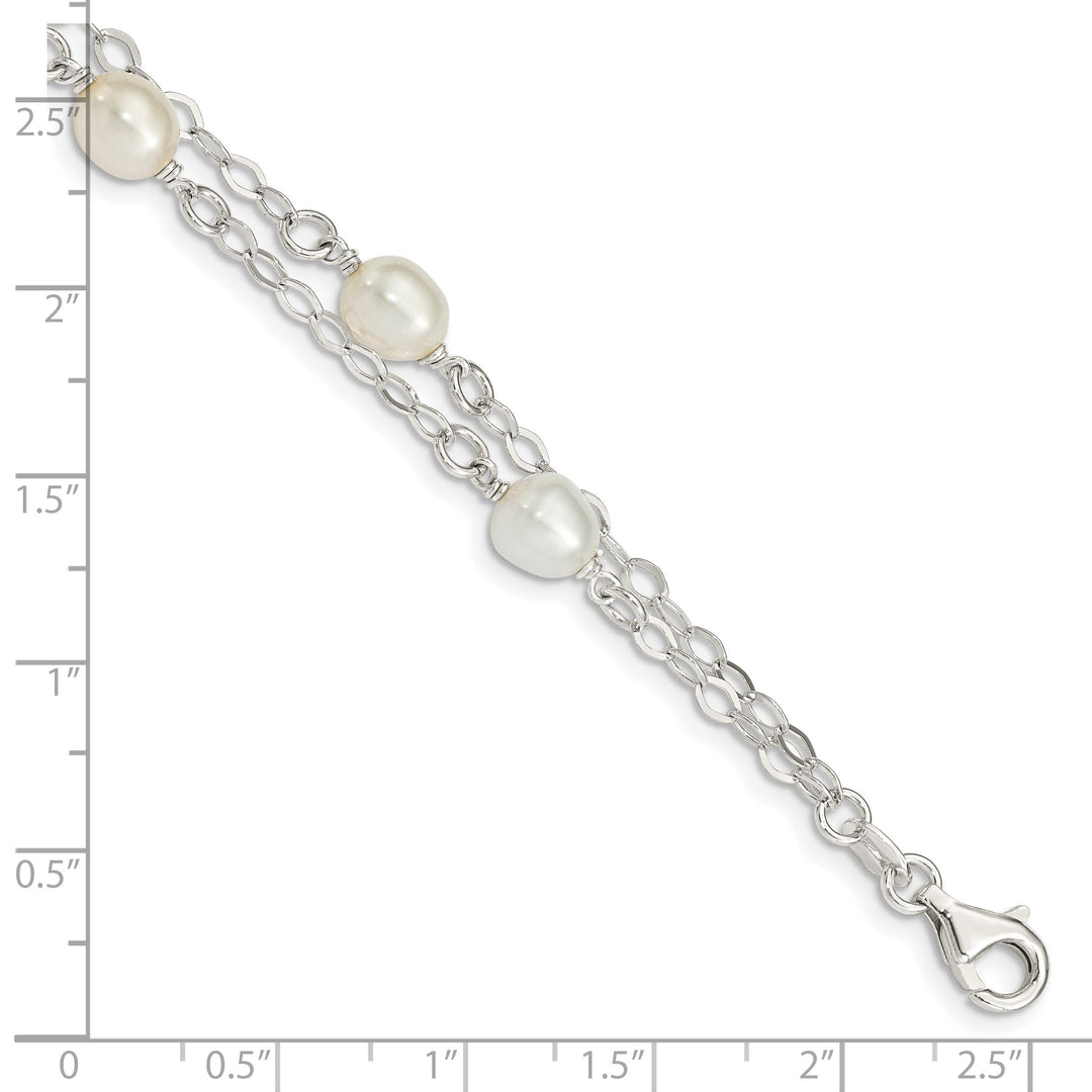 Silver 2 Strand Fresh Water Pearl Bracelet