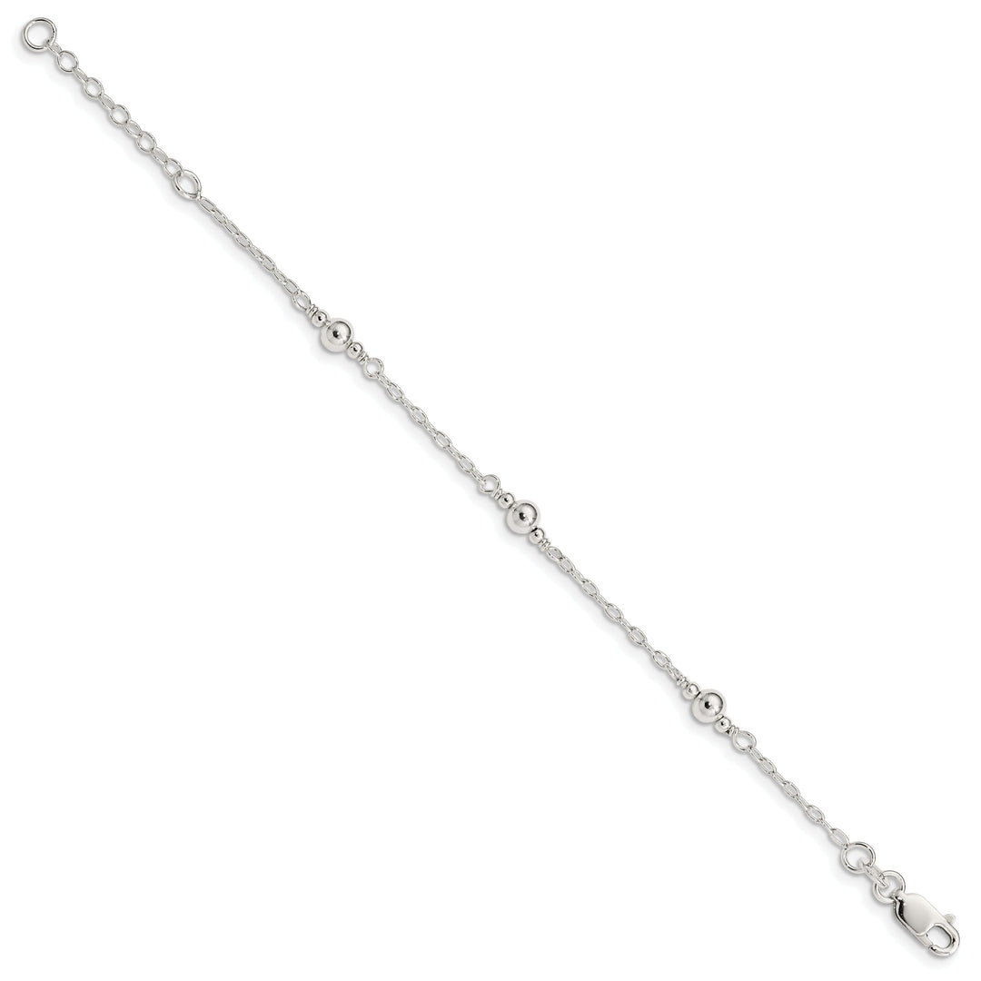 Silver Polished Fancy Bead Childs Bracelet
