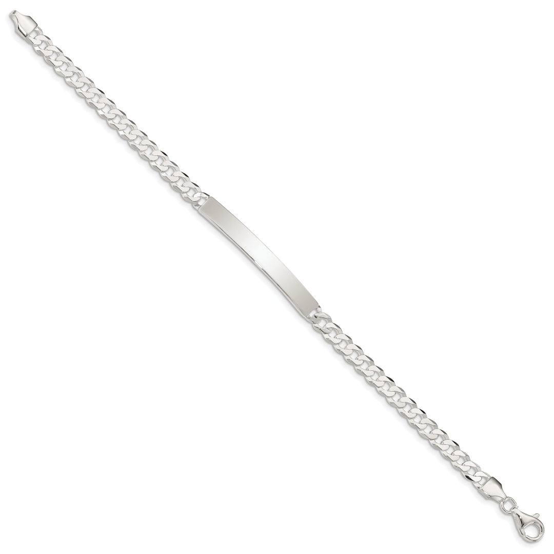 Silver Polished Curb Link ID 7.50 inch Bracelet