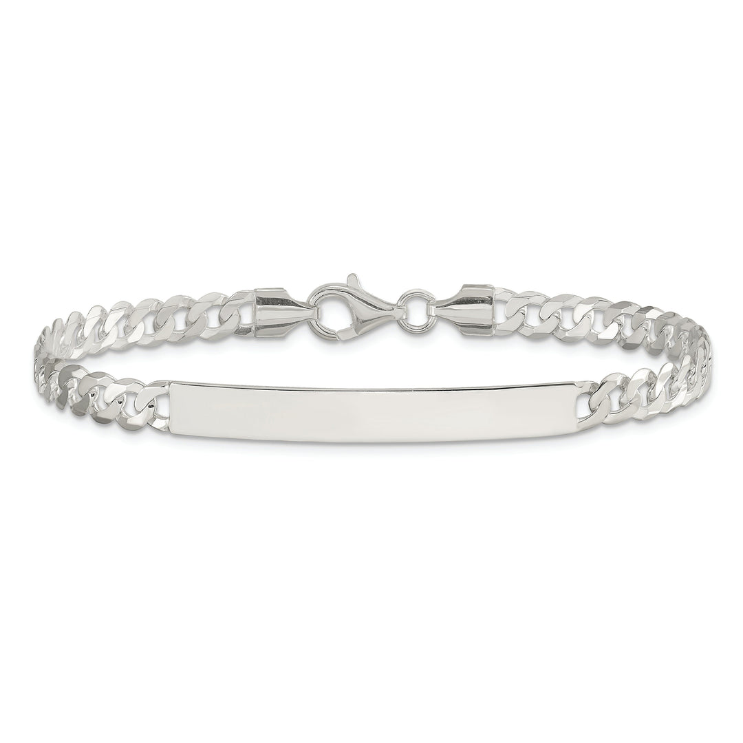 Silver Polished Curb Link ID 7.50 inch Bracelet
