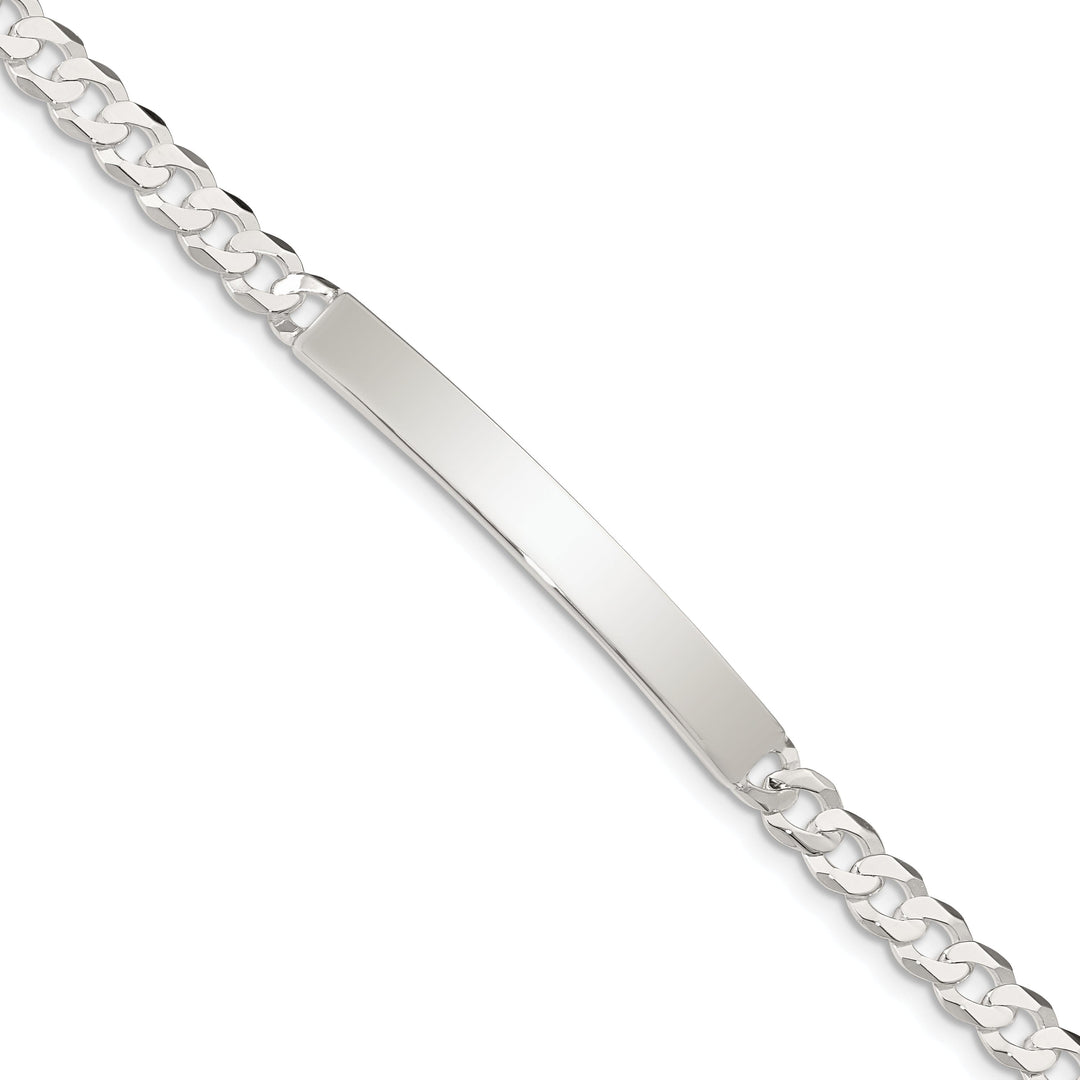 Silver Polished Curb Link ID 7.50 inch Bracelet