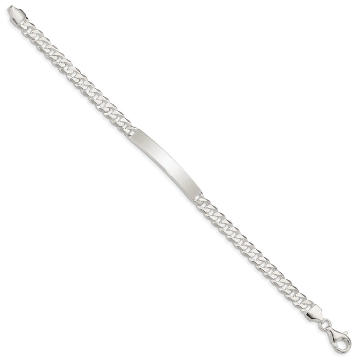 Silver Polished Curb Link ID 8.50 inch Bracelet