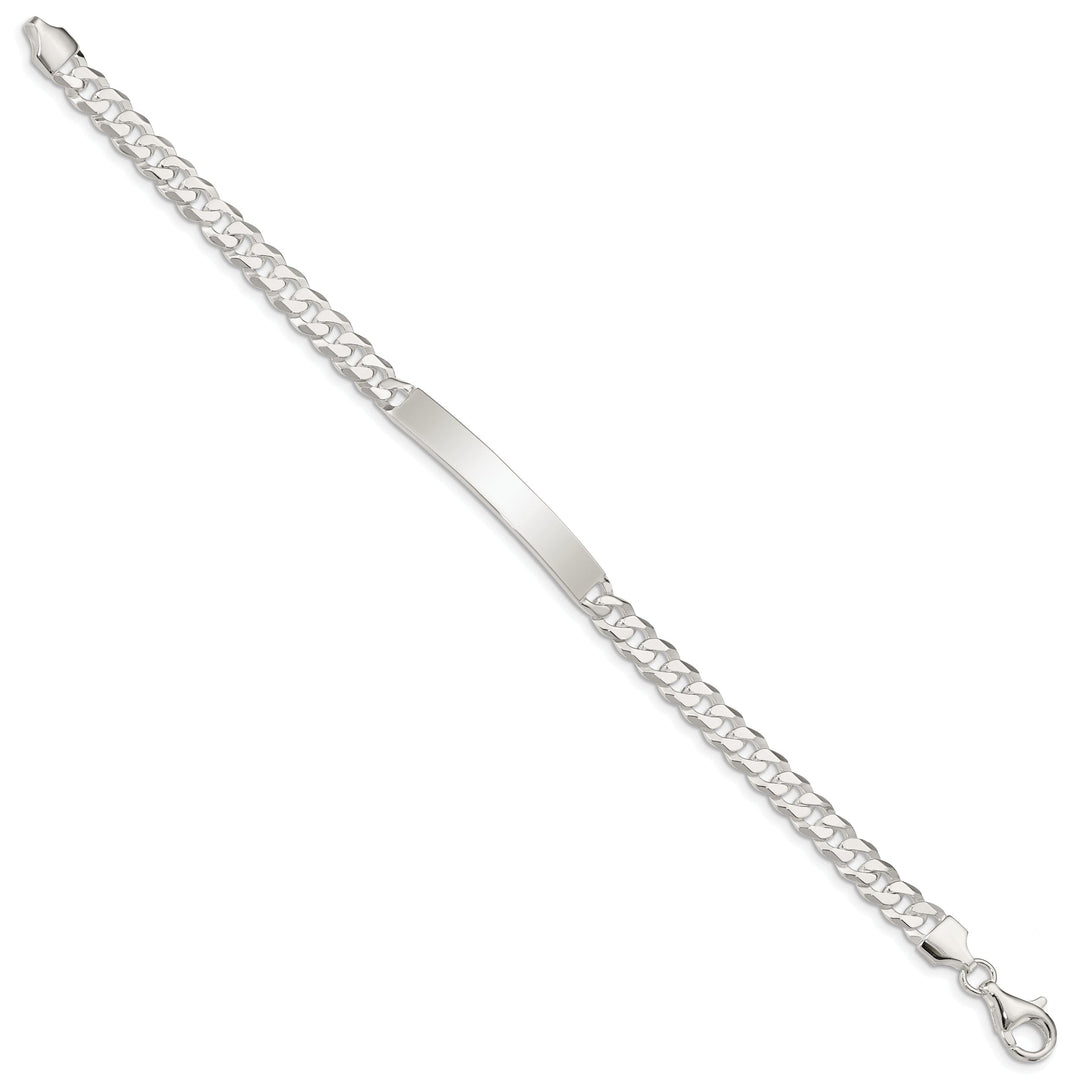 Silver Polished Curb Link ID 7.50 inch Bracelet