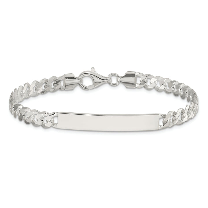 Silver Polished Curb Link ID 8.50 inch Bracelet