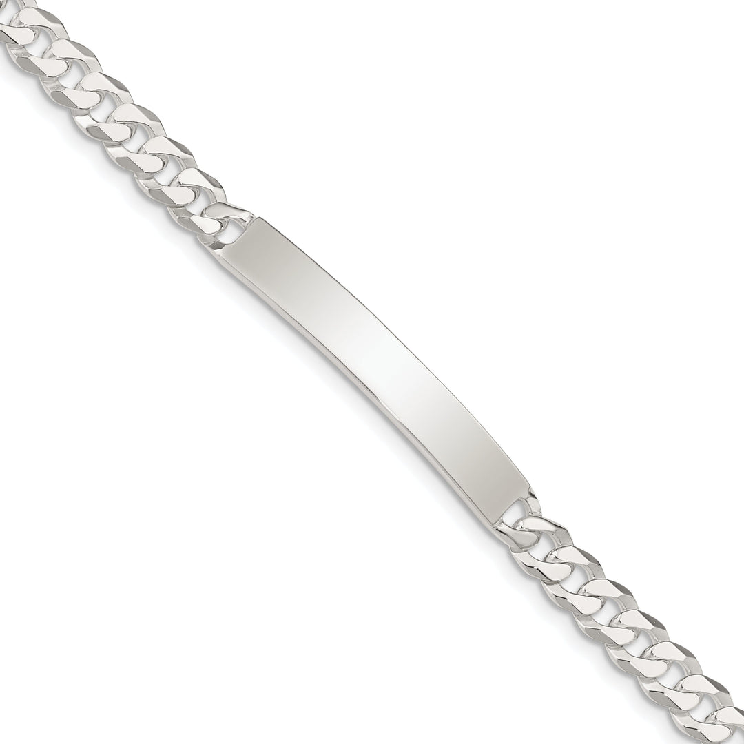 Silver Polished Curb Link ID 8.50 inch Bracelet