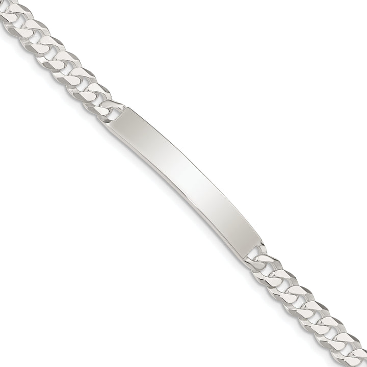 Silver Polished Curb Link ID 8.50 inch Bracelet