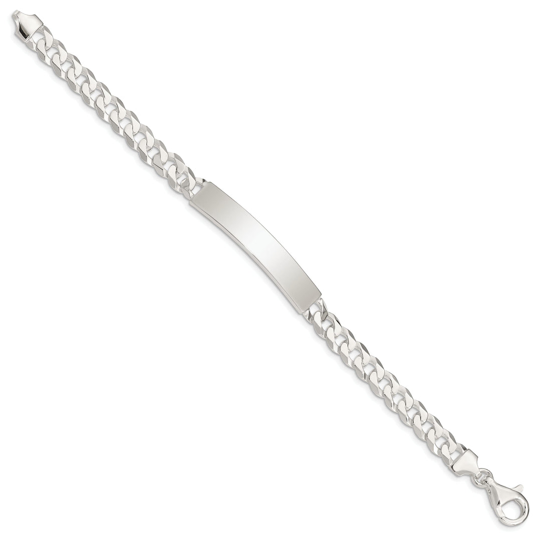 Silver Polished Curb Link ID 8.50 inch Bracelet