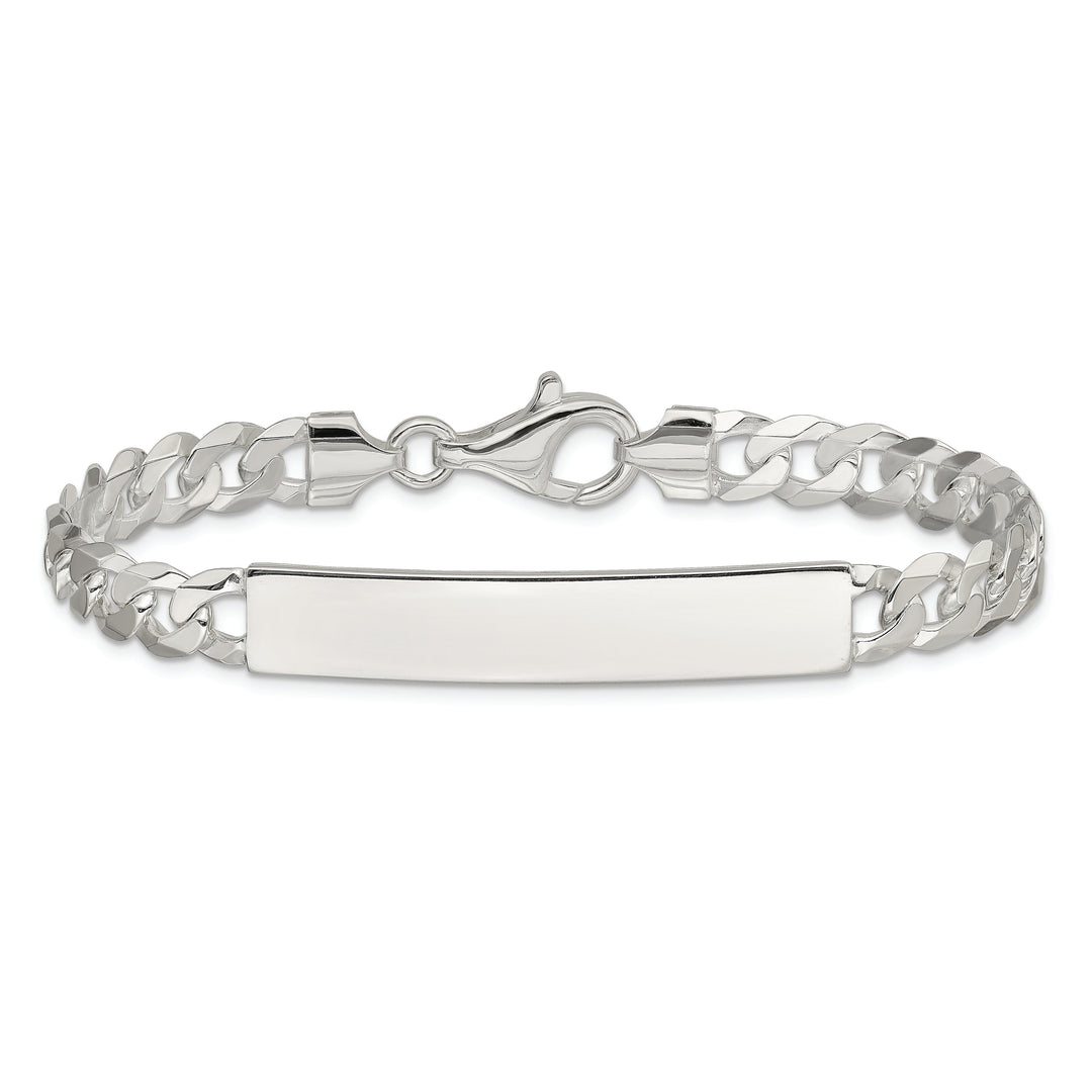 Silver Polished Curb Link ID 7.50 inch Bracelet