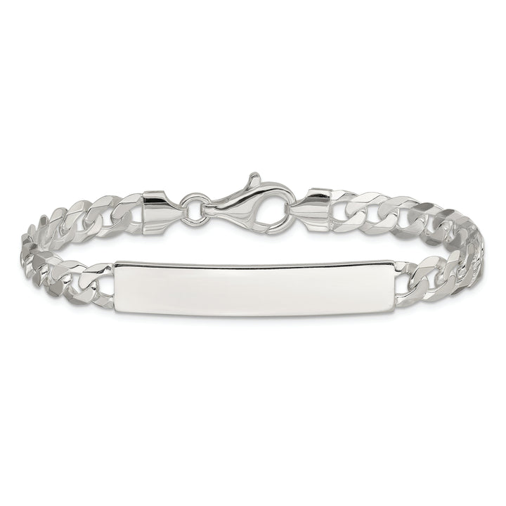 Silver Polished Curb Link ID 7.50 inch Bracelet