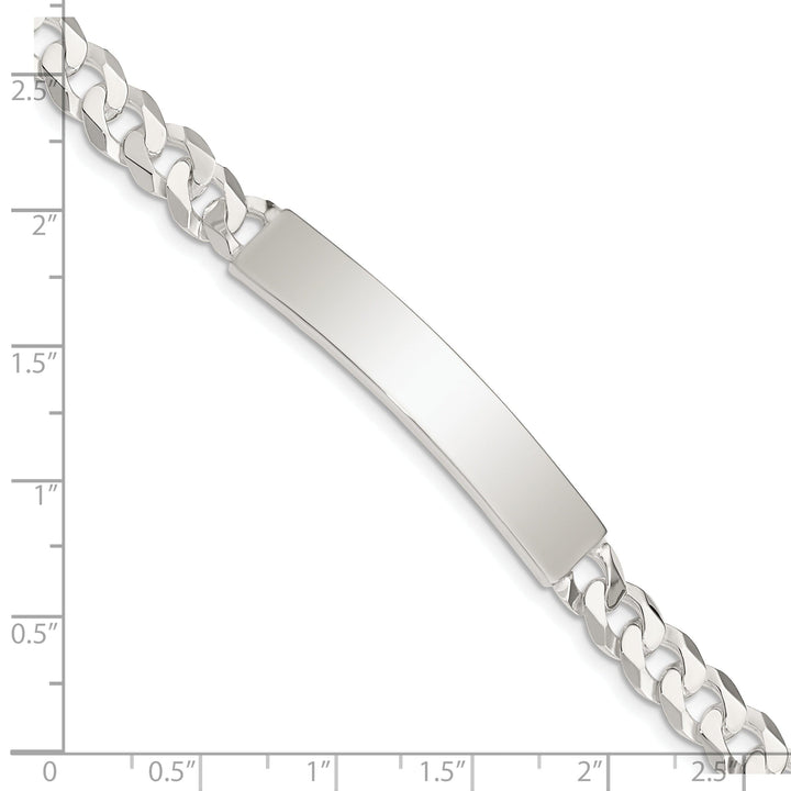 Silver Polished Curb Link ID 7.50 inch Bracelet