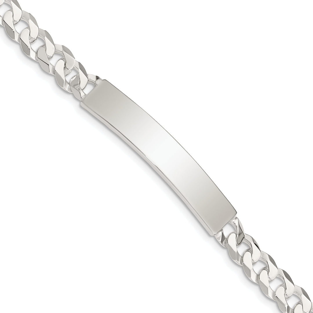 Silver Polished Curb Link ID 8.50 inch Bracelet