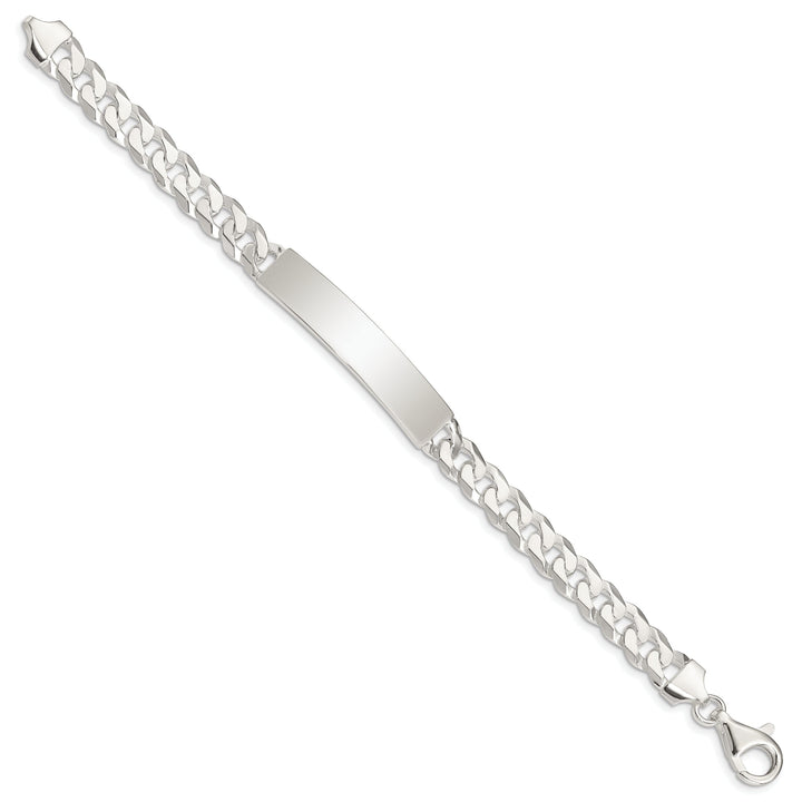 Silver Polished Curb Link ID 7.50 inch Bracelet