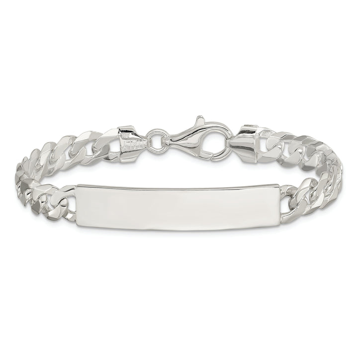 Silver Polished Curb Link ID 8.50 inch Bracelet