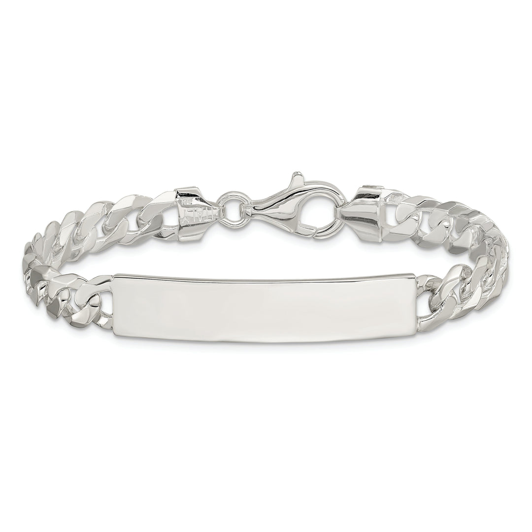 Silver Polished Curb Link ID 7.50 inch Bracelet