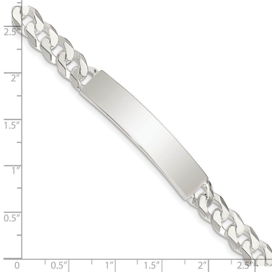 Silver Polished Curb Link ID 8.50 inch Bracelet