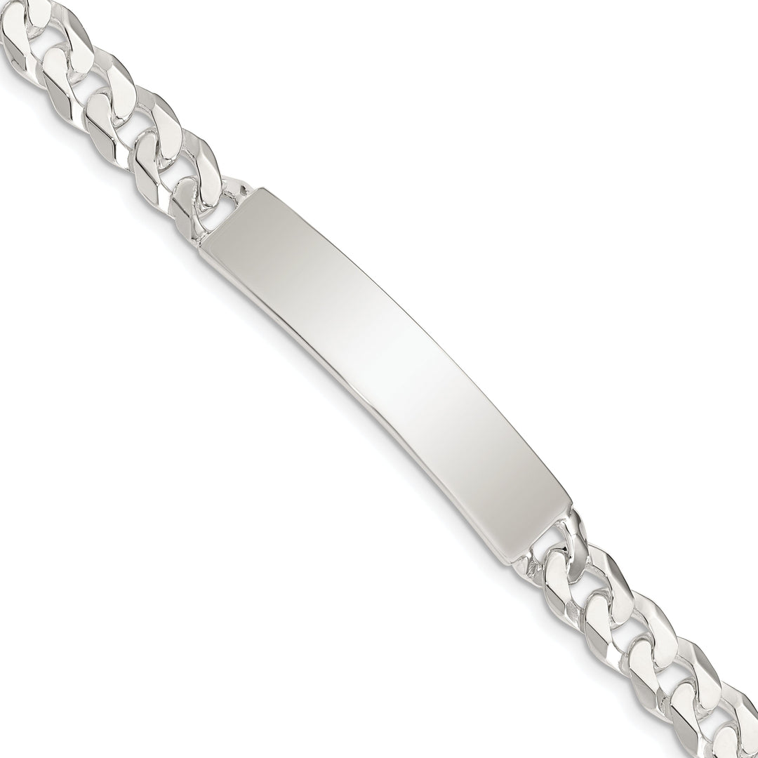 Silver Polished Curb Link ID 8.50 inch Bracelet