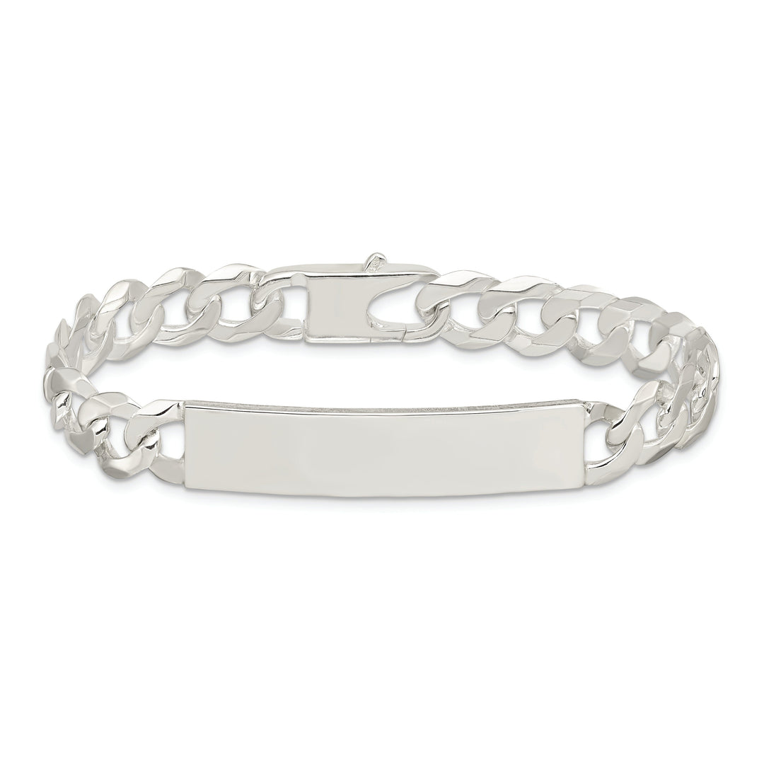 Silver Polished Curb Link ID 7.50 inch Bracelet