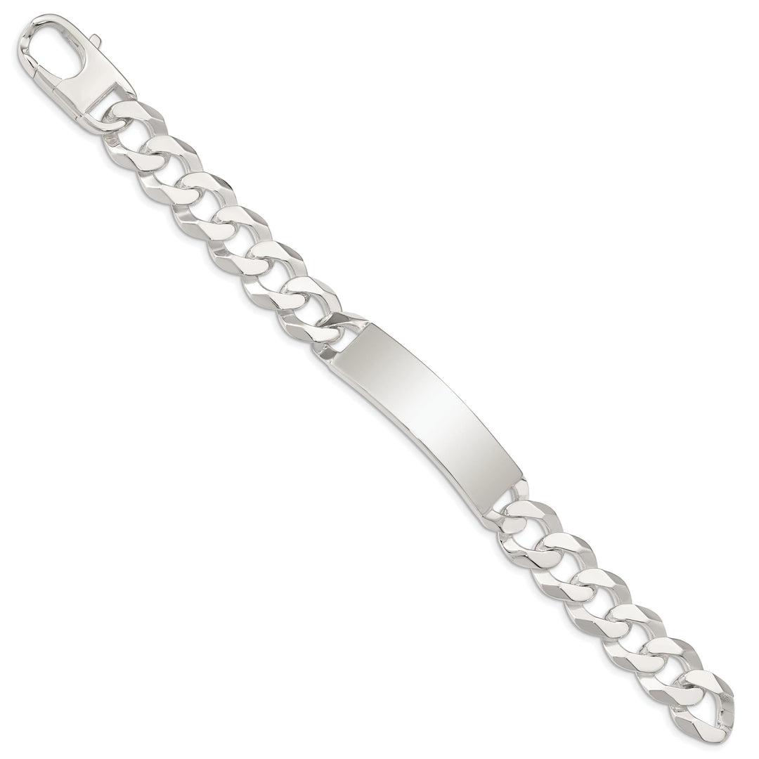 Silver Polished Curb Link ID 8.50 inch Bracelet