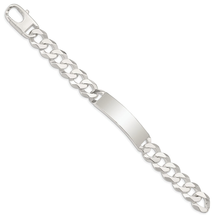 Silver Polished Curb Link ID 8.50 inch Bracelet