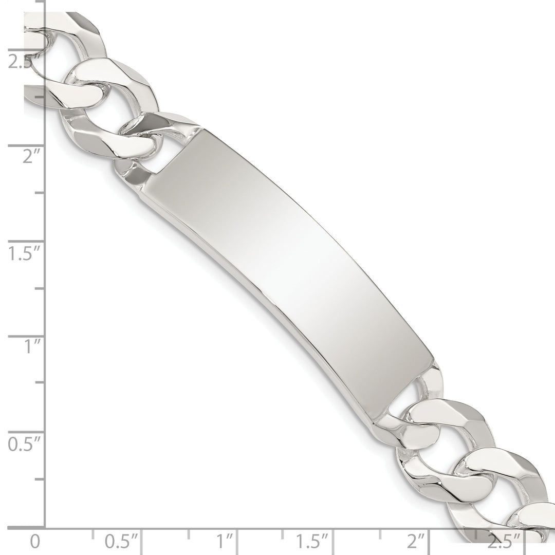 Silver Polished Curb Link ID 8.50 inch Bracelet