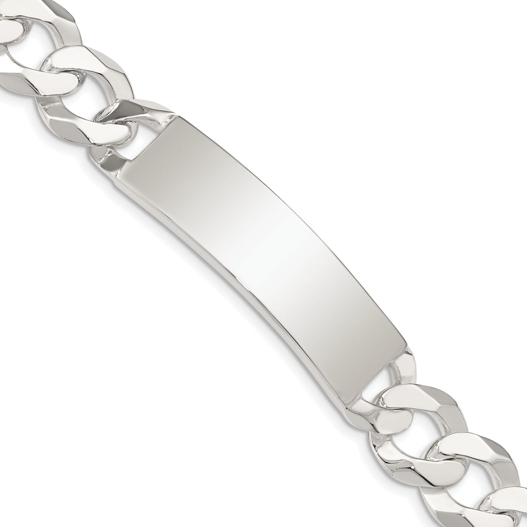 Silver Polished Curb Link ID 7.50 inch Bracelet