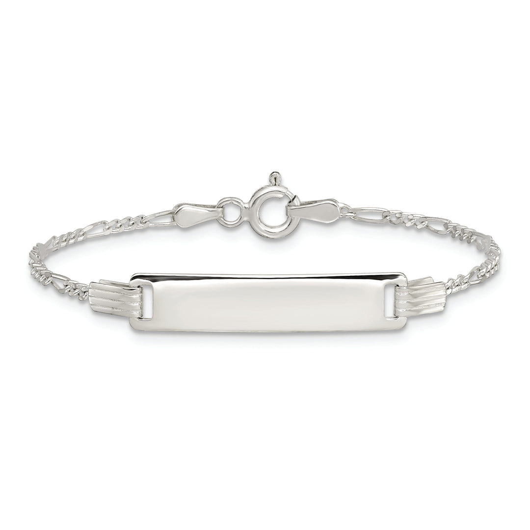 Silver Engraveable Childrens ID Figaro Bracelet.