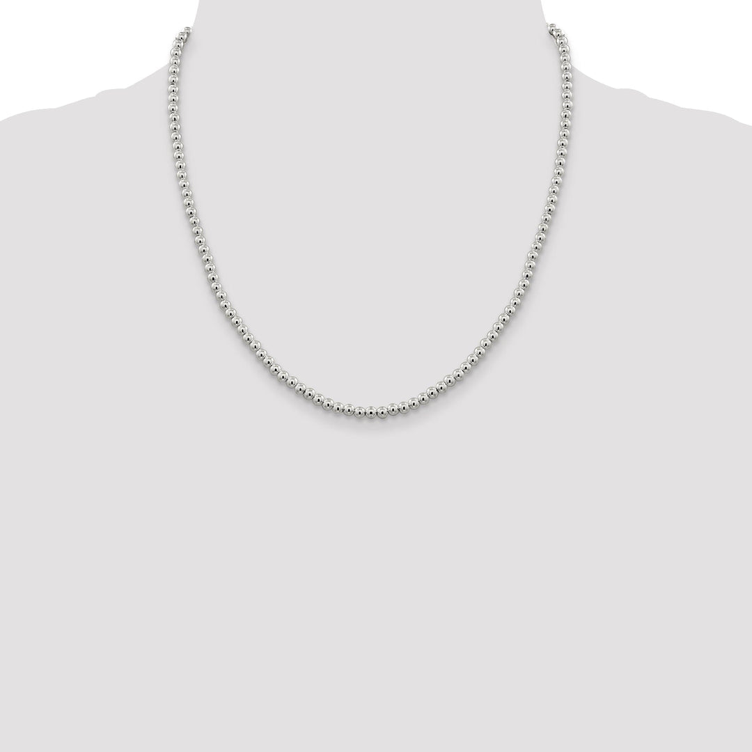 Sterling Silver Necklace Beaded Box Chain 4MM