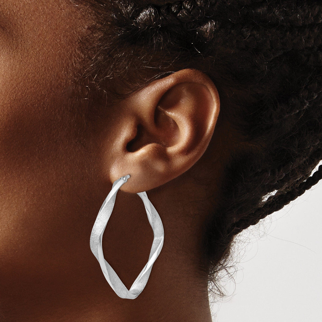 Silver Radiant Essence Twisted Hoop Earrings