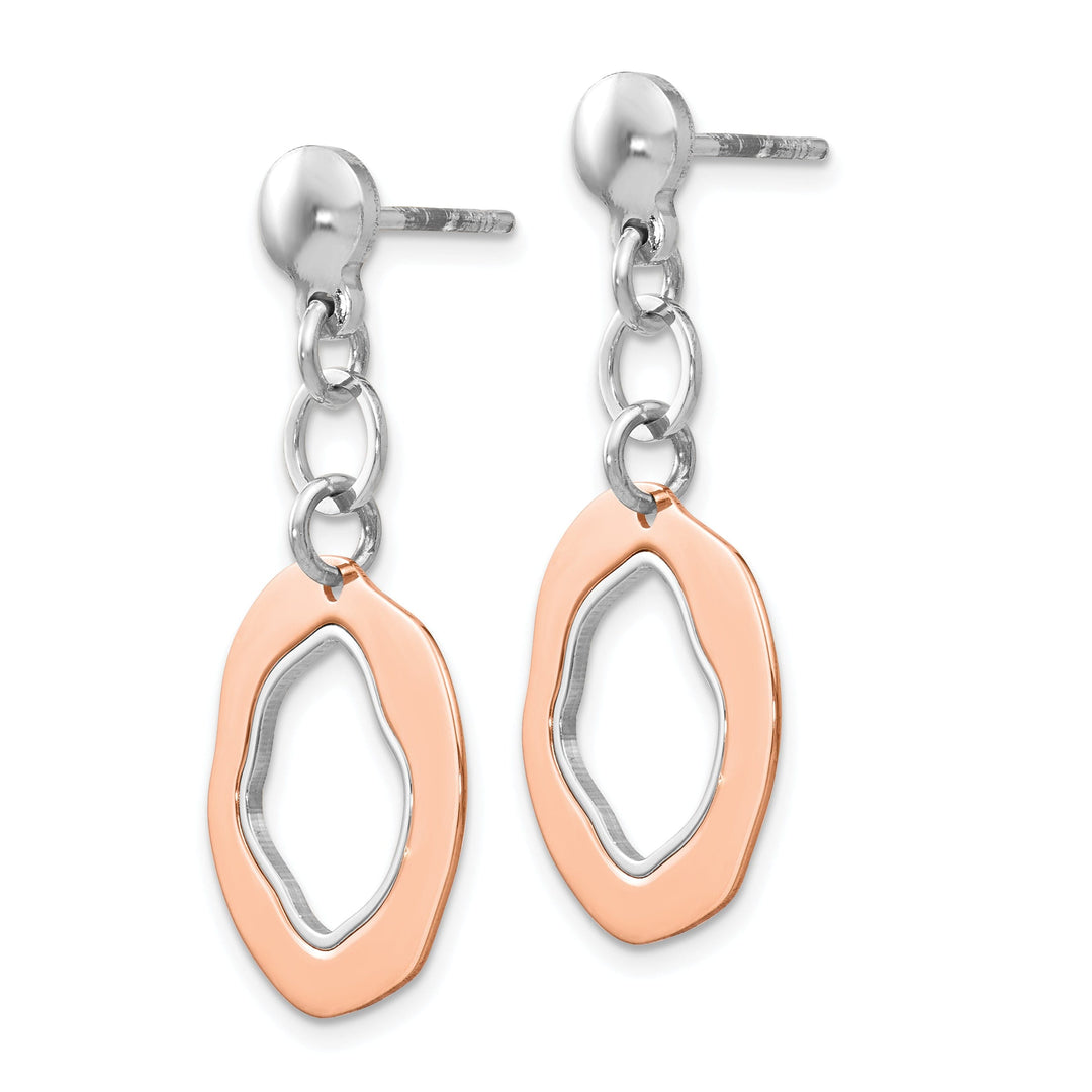 Silver Rose Gold-plated Post Dangle Earrings