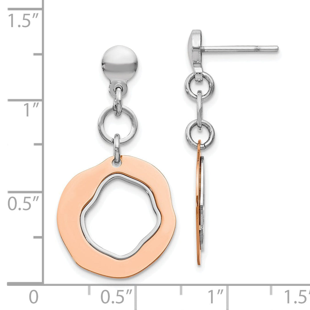 Silver Rose Gold-plated Post Dangle Earrings