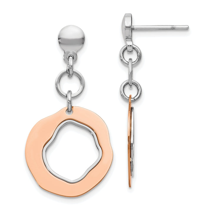 Silver Rose Gold-plated Post Dangle Earrings