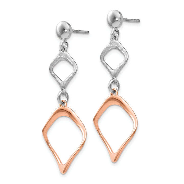 Silver Rose Gold-plated Post Dangle Earrings