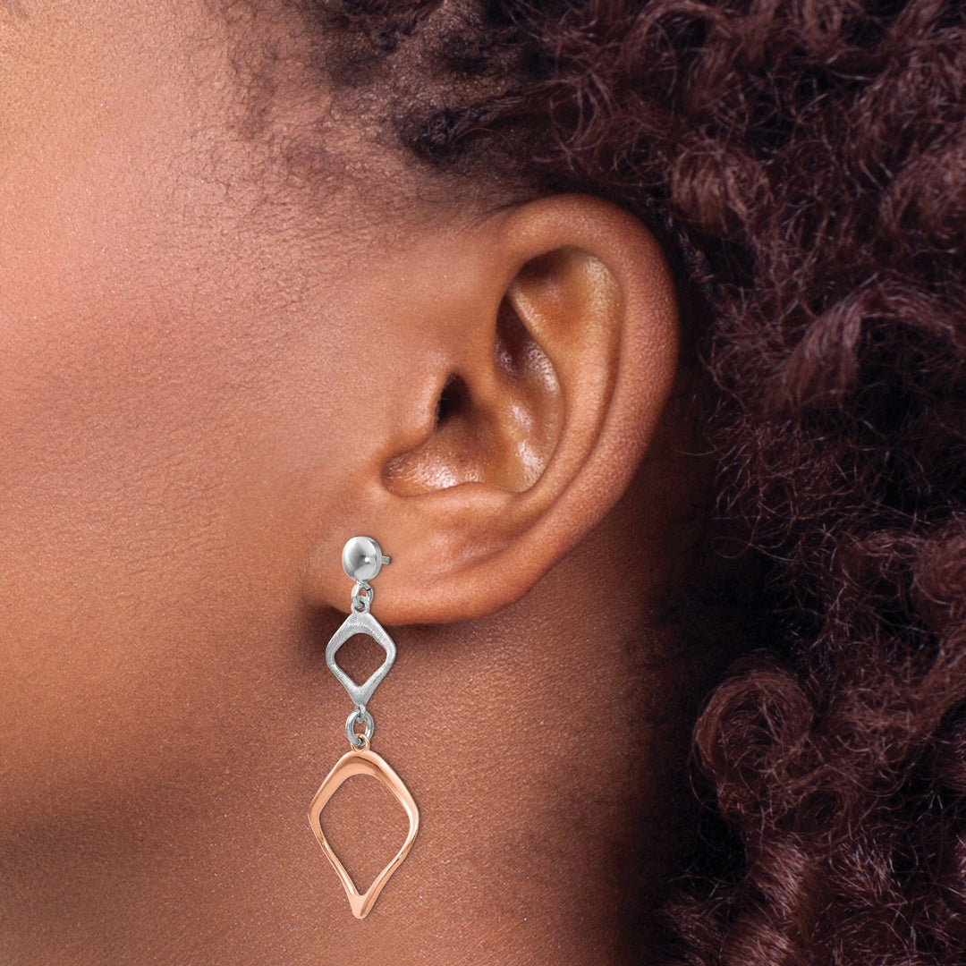 Silver Rose Gold-plated Post Dangle Earrings