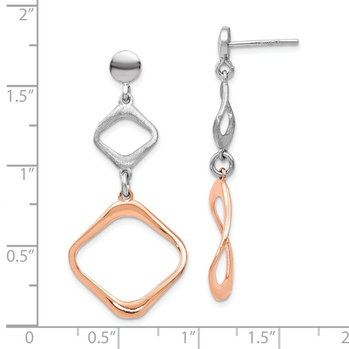 Silver Rose Gold-plated Post Dangle Earrings