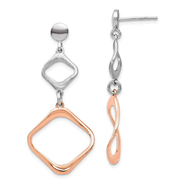 Silver Rose Gold-plated Post Dangle Earrings