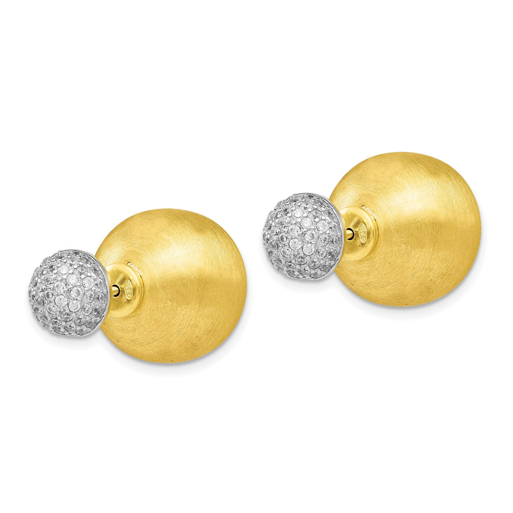 Silver Gold-tone C.Z Front Back Earrings