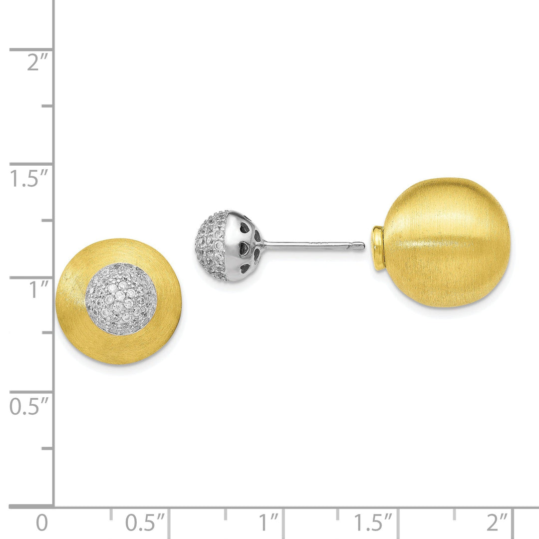 Silver Gold-tone C.Z Front Back Earrings