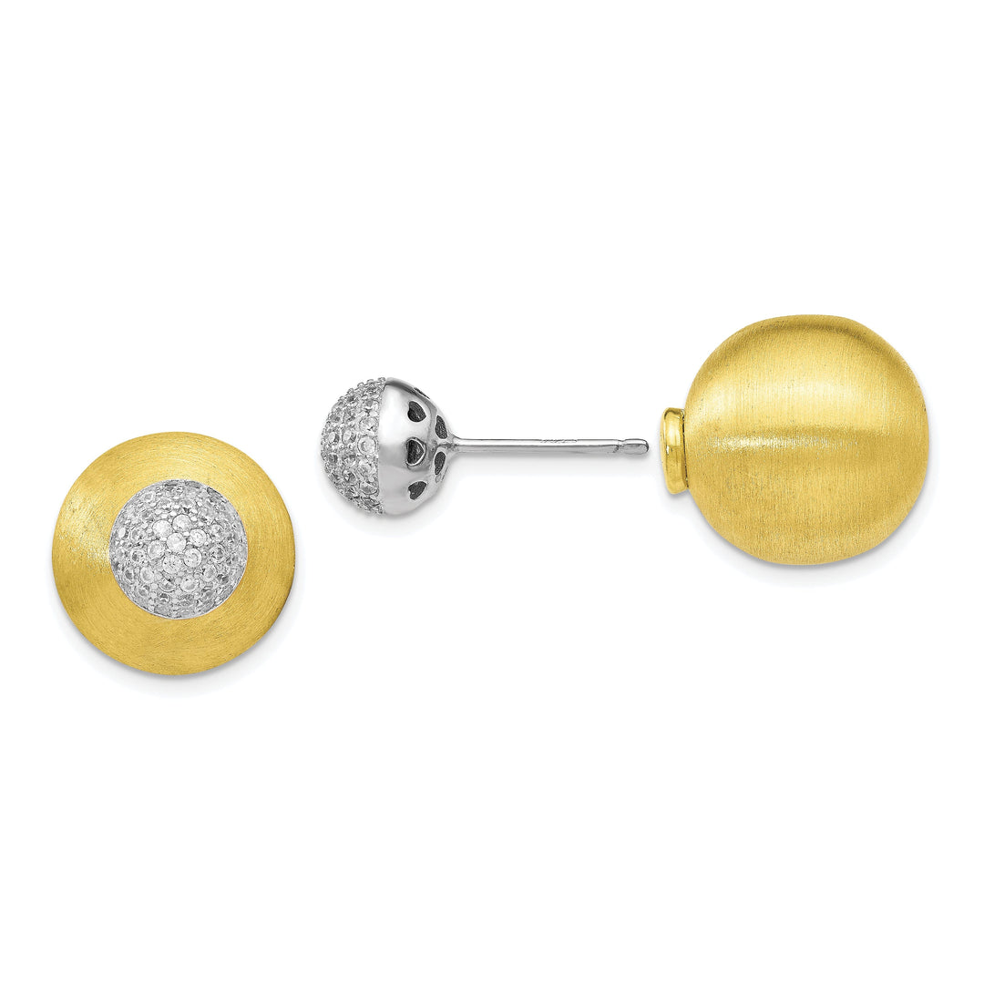 Silver Gold-tone C.Z Front Back Earrings